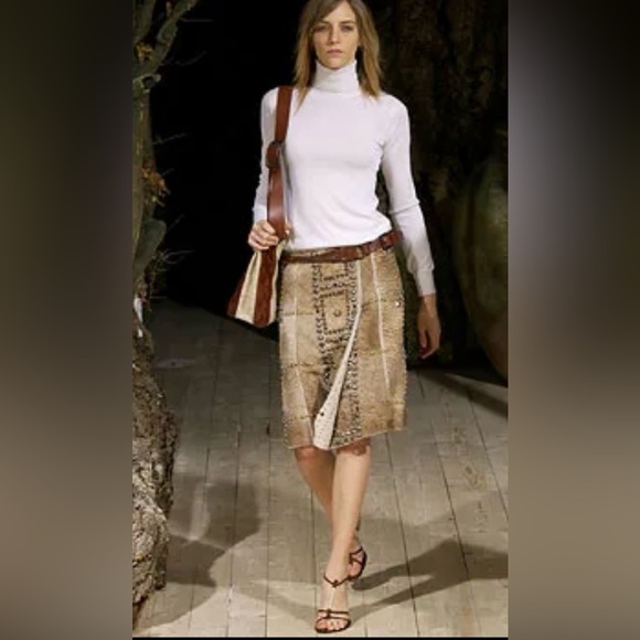 Dolce & Gabbana Vintage Suede Heel Boots Studded Square Toe Runway 2002 Y2K 36.5 - Picture 11 of 16